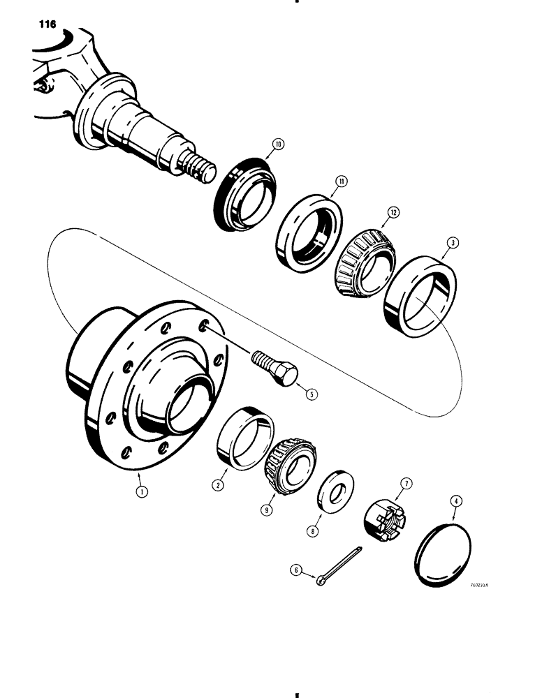 Схема запчастей Case 585C - (116) - REAR WHEEL HUB AND BEARINGS (27) - REAR AXLE SYSTEM