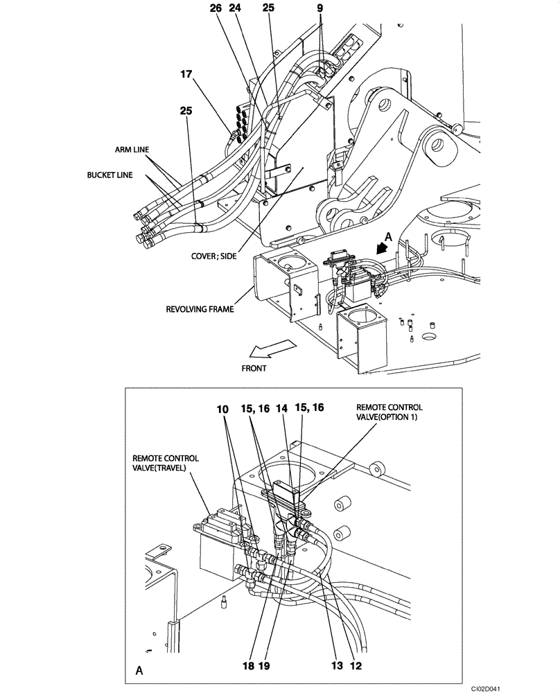 Схема запчастей Case CX75SR - (08-45) - HYDRAULICS, AUXILIARY - DOUBLE ACTING CIRCUIT (08) - HYDRAULICS