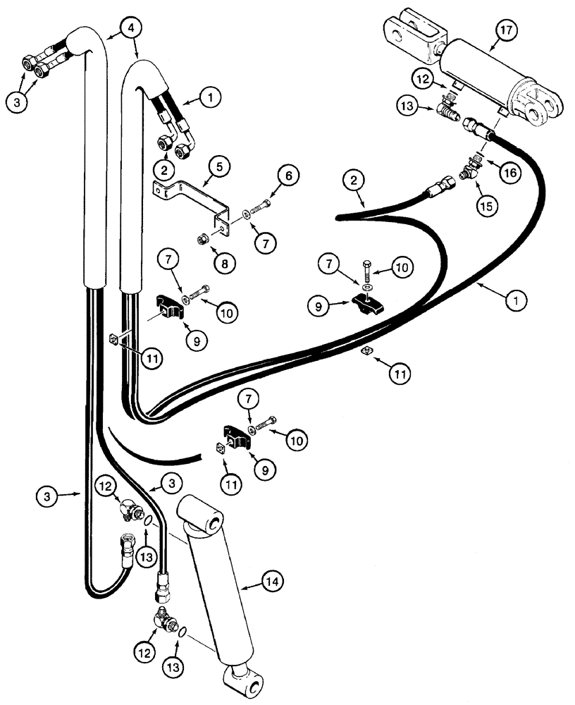 Схема запчастей Case 460 - (8-036) - BACKFILL BLADE HYD. CIRCUIT, FRONT BULKHEAD PLATE TO BLADE LIFT & TILT CYLS., SIX-WAY BACKFILL BLADE (08) - HYDRAULICS