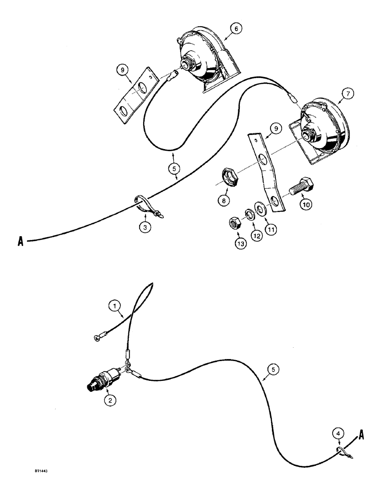 Схема запчастей Case 475 - (108) - HORN (55) - ELECTRICAL SYSTEMS
