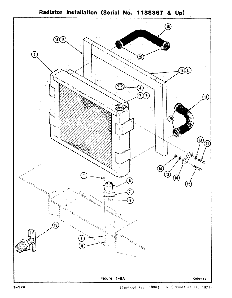 Схема запчастей Case DH7 - (1-17A) - RADIATOR INSTALLATION (SERIAL NO. 1188367 & UP) (10) - ENGINE