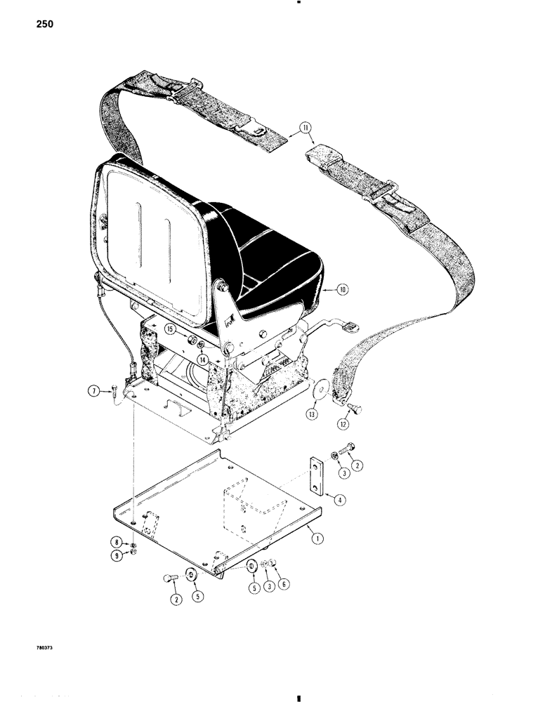 Схема запчастей Case W11 - (250) - SUSPENSION SEAT AND SEAT BELT (09) - CHASSIS/ATTACHMENTS