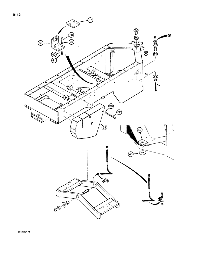 Схема запчастей Case W11B - (9-012) - REAR FRAME AND TRUNNION (09) - CHASSIS/ATTACHMENTS