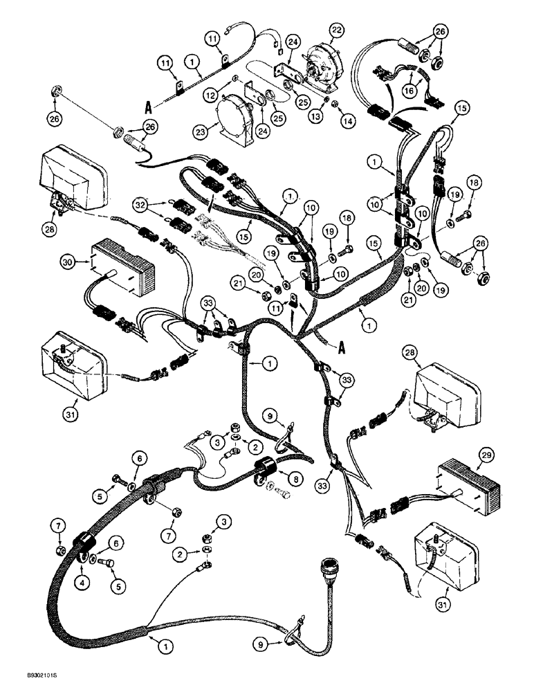 Схема запчастей Case 721B - (4-14) - FRONT HARNESS - LAMPS AND SWITCHES, XT LOADER (04) - ELECTRICAL SYSTEMS
