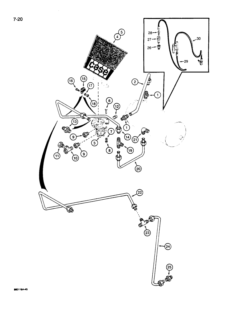 Схема запчастей Case W14B - (7-20) - BRAKE SYSTEM, FRONT RESERVOIR TO TREADLE AND ACTUATORS, AND TIRE INFLATION KIT (07) - BRAKES