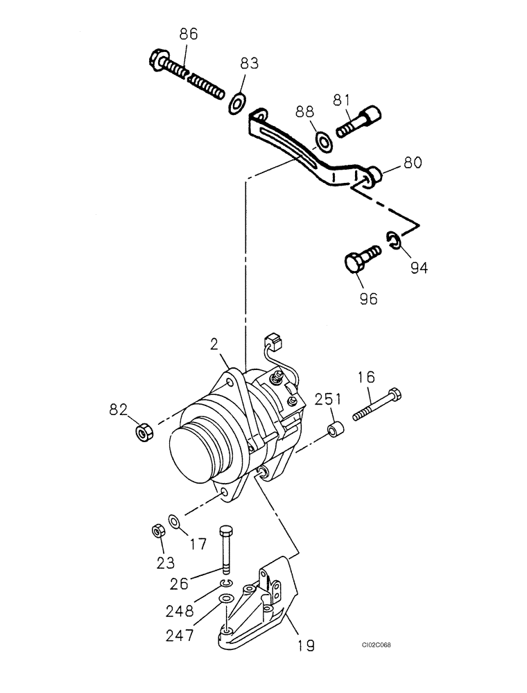 Схема запчастей Case CX460 - (02-26) - ALTERNATOR MOUNTING (02) - ENGINE
