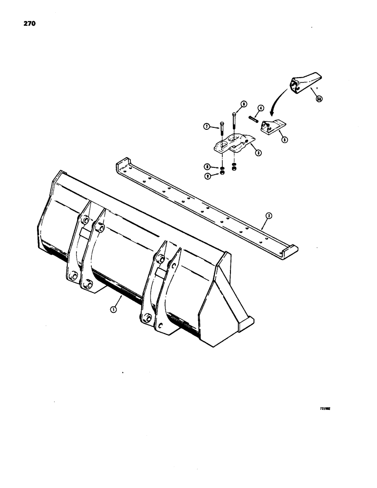 Схема запчастей Case W18 - (270) - LOADER BUCKET (09) - CHASSIS
