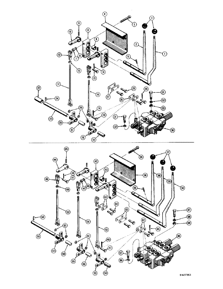 Схема запчастей Case 1000D - (276) - EQUIPMENT CONTROL LEVERS AND VALVES, USED ON TRACTOR SERIAL NO. 7104771 AND AFTER (05) - UPPERSTRUCTURE CHASSIS
