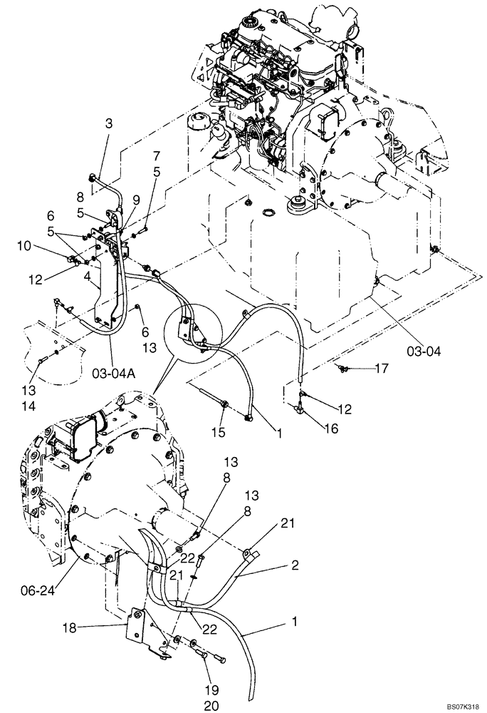 Схема запчастей Case 521E - (03-01) - FUEL LINES (03) - FUEL SYSTEM