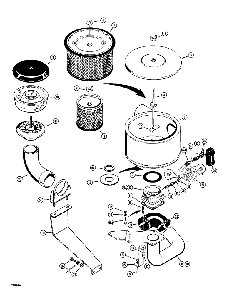 Схема запчастей Case W14 - (058) - AIR CLEANER AND MOUNTING (02) - ENGINE