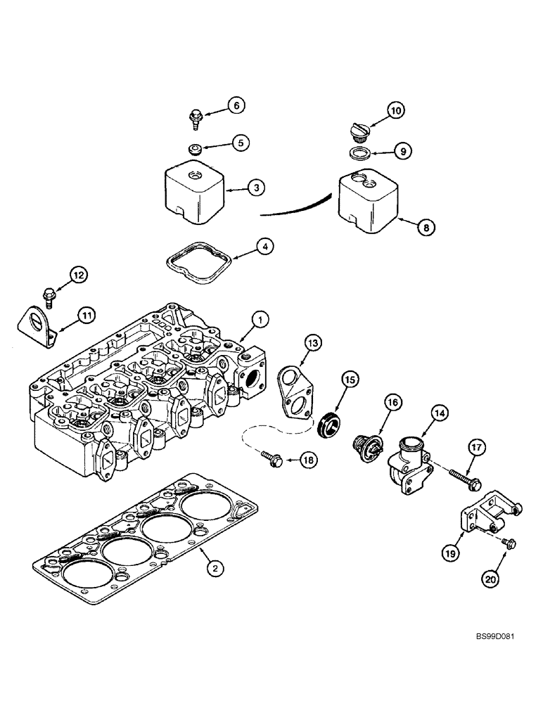 Схема запчастей Case 688G - (2-42) - CYLINDER HEAD COVERS, 4-390 AND 4T-390 EMISSIONS CERTIFIED ENGINE (02) - ENGINE