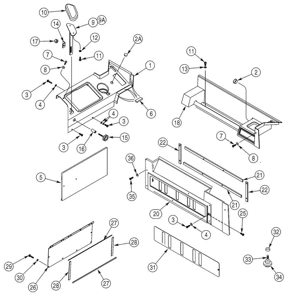 Схема запчастей Case 621D - (09-38) - COVERS - CONSOLE AND WRIST SUPPORT, CAB MODELS (09) - CHASSIS