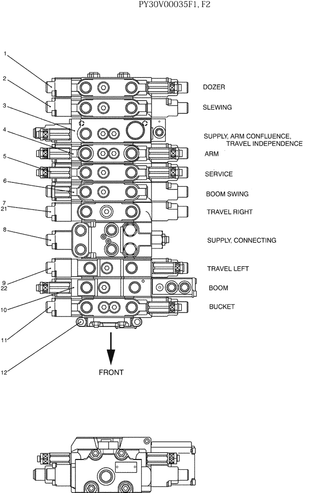 Схема запчастей Case CX50B - (07-001[01]) - VALVE ASSY, CONTROL (35) - HYDRAULIC SYSTEMS