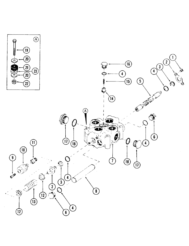 Схема запчастей Case 35 - (192) - 1-SPOOL MAIN CONTROL VALVE, (USED WITH LEVELER CIRCUIT) (35) - HYDRAULIC SYSTEMS