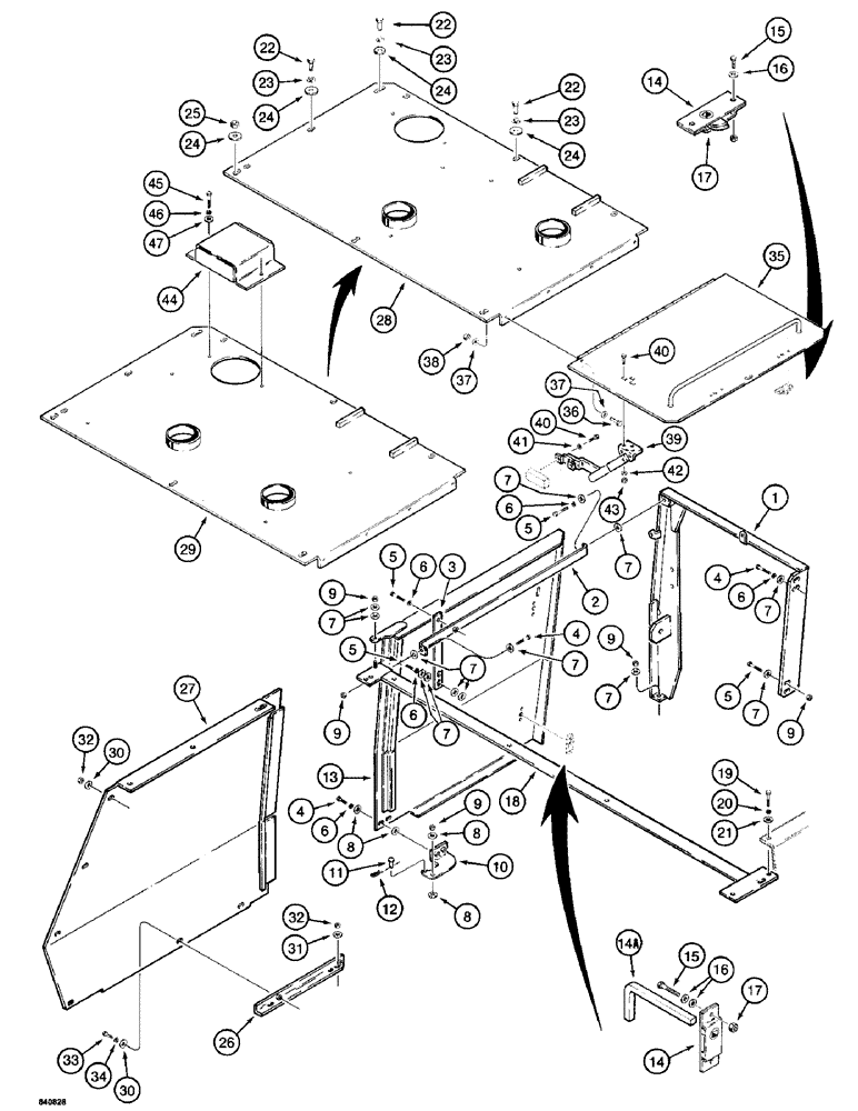 Схема запчастей Case 1187 - (302) - ENGINE COVER AND LEFT-HAND SIDE PANELS (05) - UPPERSTRUCTURE CHASSIS