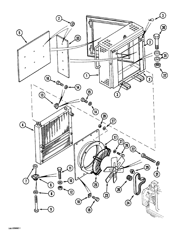 Схема запчастей Case 1088 - (2-12) - RADIATOR, OIL COOLER & RADIATOR SHROUD, P.I.N. FROM 20174 AND AFTER, P.I.N. FROM 106901 AND AFTER (02) - ENGINE