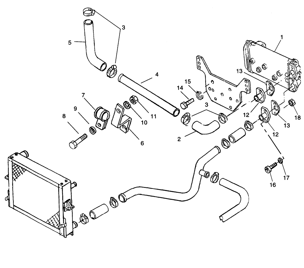 Схема запчастей Case 325 - (0.550[05]) - ENGINE COOLING SYSTEM - PIPING RETARDER OPTION (01) - ENGINE