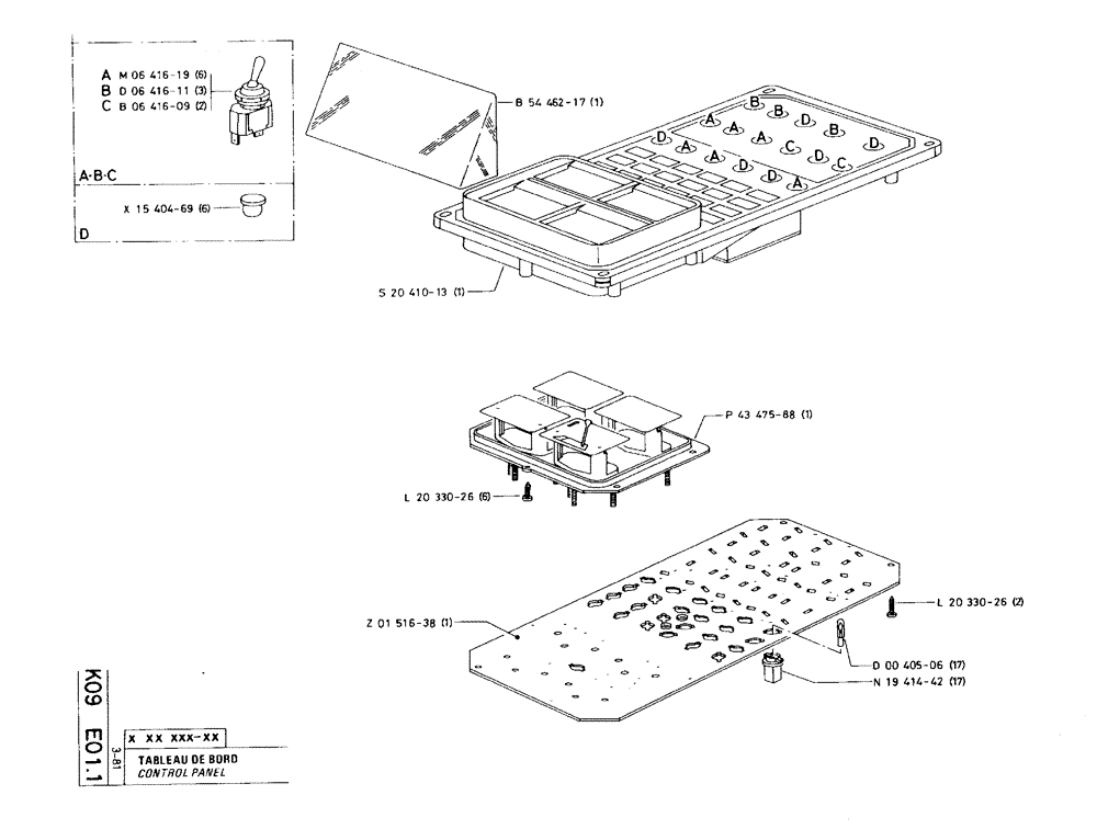 Схема запчастей Case 75C - (K09 E01.1) - CONTROL PANEL (06) - ELECTRICAL SYSTEMS