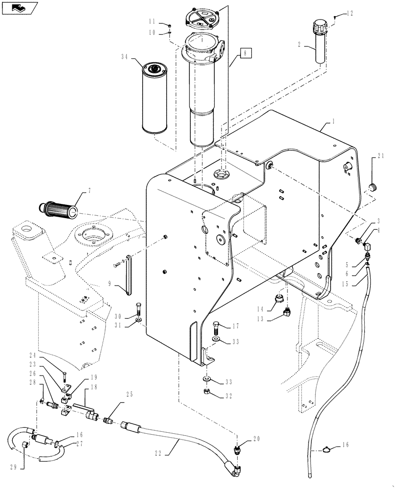 Схема запчастей Case 1021F - (35.300.01) - HYDRAULIC TANK INSTALLATION (35) - HYDRAULIC SYSTEMS