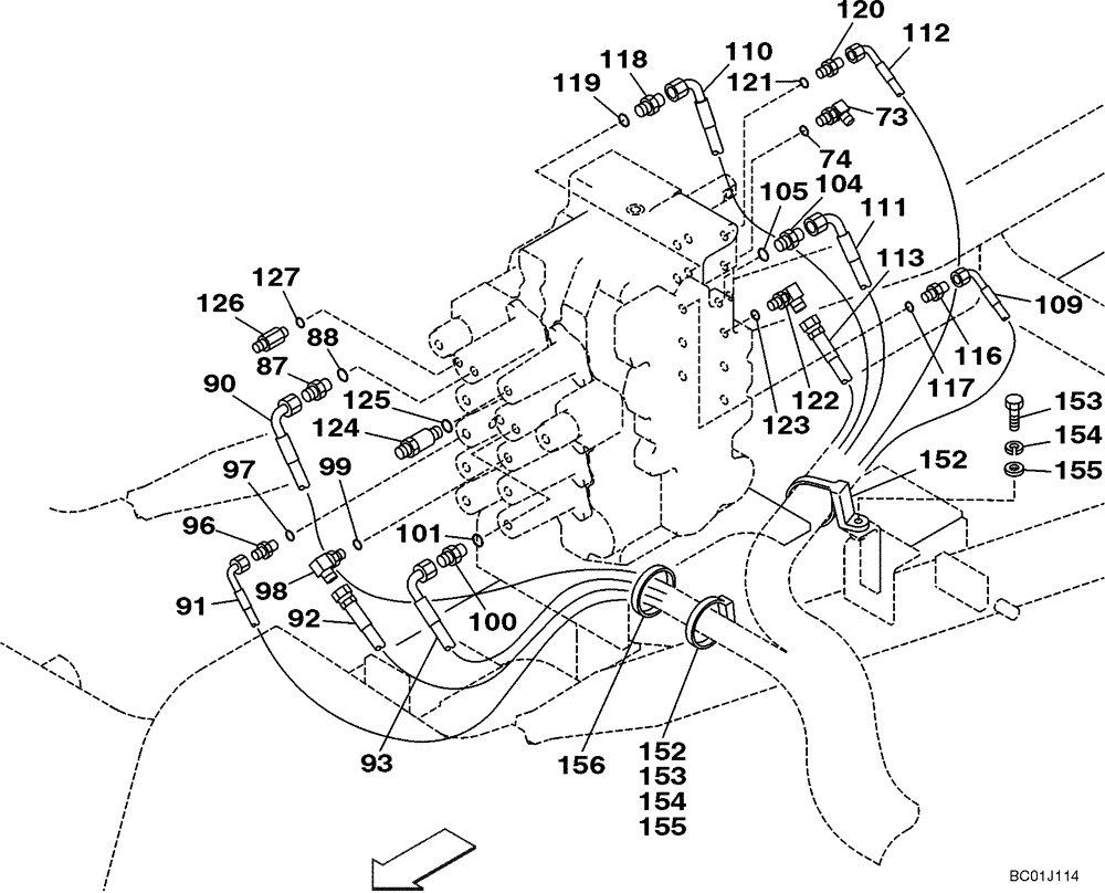 Схема запчастей Case CX290 - (08-37) - HYDRAULICS - PILOT CONTROL LINES (08) - HYDRAULICS