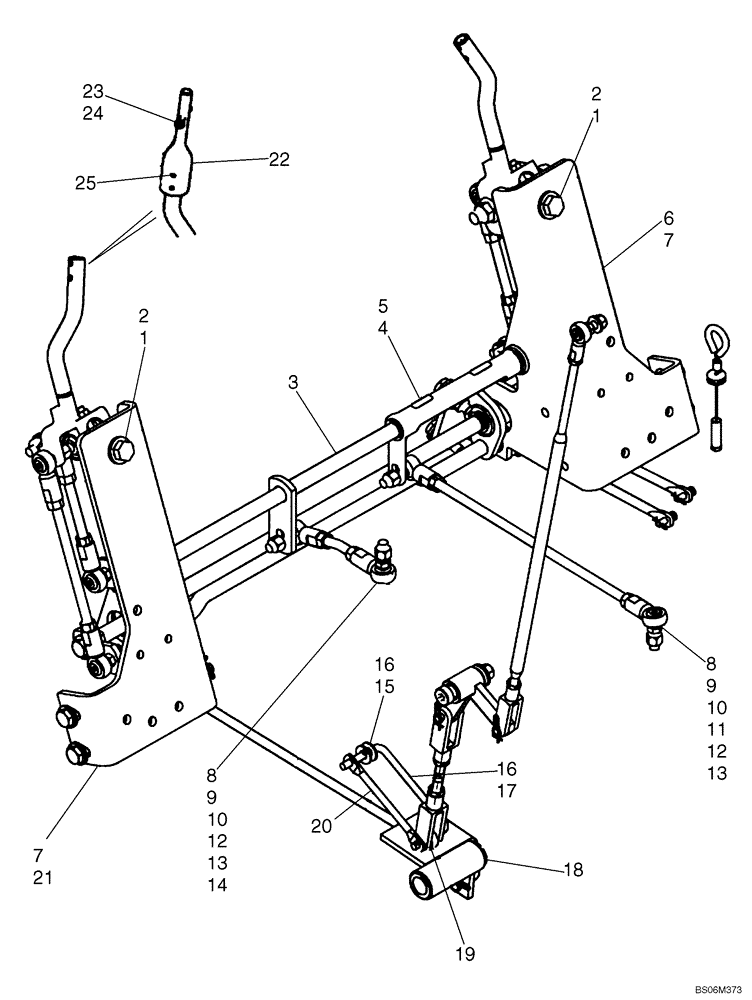 Схема запчастей Case 420CT - (09-13C) - CONTROLS - LOADER AND GROUND DRIVE (ROUND LINKAGE LINKS, IF USED, SEE FIGURE 09-13B REF 1, 2) (09) - CHASSIS