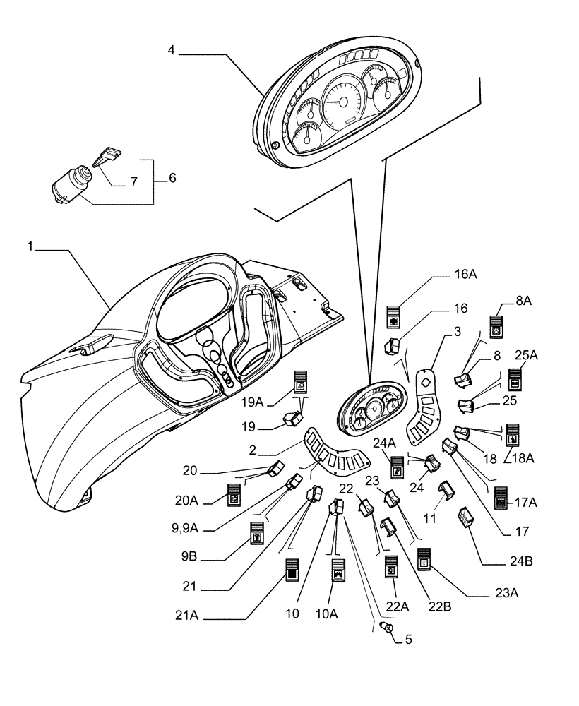 Схема запчастей Case TX842 - (9.00580[15]) - ROPS CANOPY - COMPONENTS - OPTIONAL CODE 749260001 - 749260021 - VERSION (02/03/04) (90) - PLATFORM, CAB, BODYWORK AND DECALS