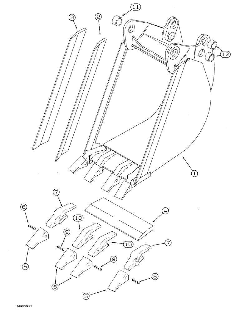 Схема запчастей Case 590 - (9-056) - BACKHOE BUCKETS, 18" (457 MM) & 24" (610 MM) WIDE, 18" (457MM) WIDE TRENCHING BUCKETS & TEETH- HEAVY (09) - CHASSIS/ATTACHMENTS