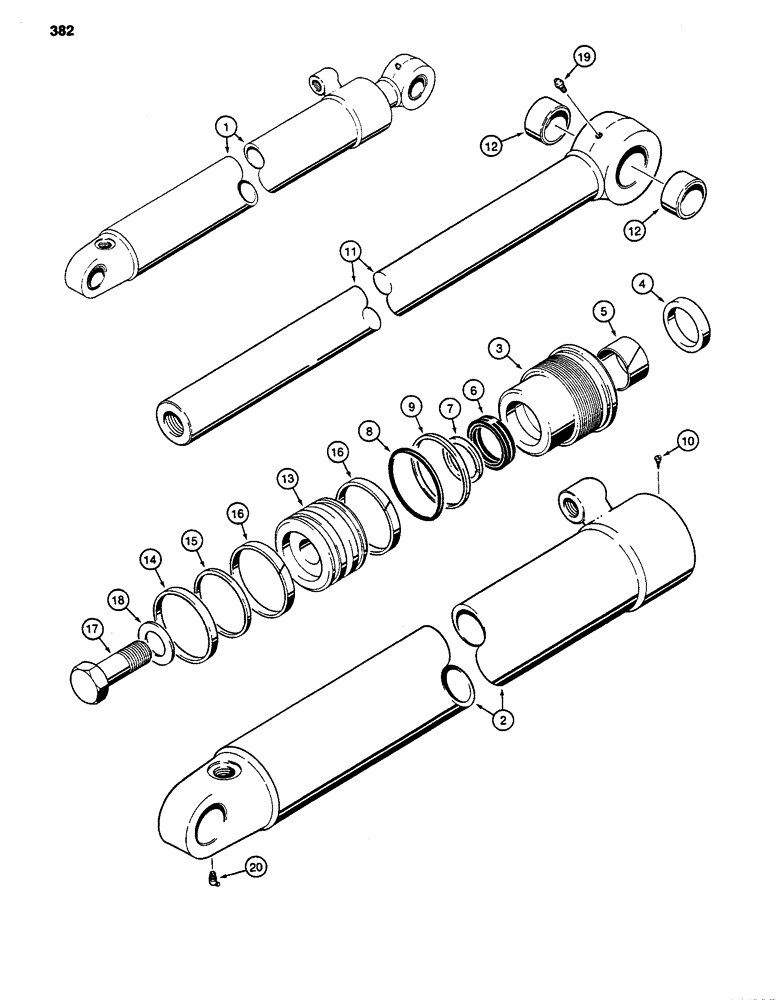Схема запчастей Case 480LL - (382) - G109342 BACKHOE BUCKET CYLINDER, SPECIAL FEATURE (35) - HYDRAULIC SYSTEMS