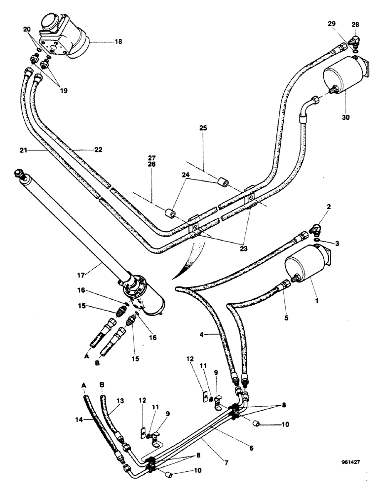 Схема запчастей Case 580G - (110) - STEERING HYDRAULIC CIRCUIT - STEERING PUMP TO MANUAL, STEERING PUMP (05) - STEERING