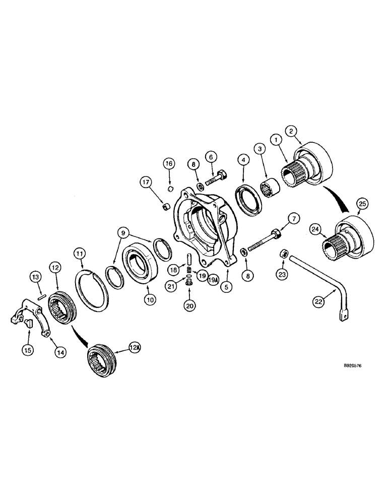 Схема запчастей Case 590 - (6-66) - TRANSAXLE ASSEMBLY, SHIFT MECHANISM OUTPUT SHAFT, 4-WHEEL DRIVE MODELS (06) - POWER TRAIN