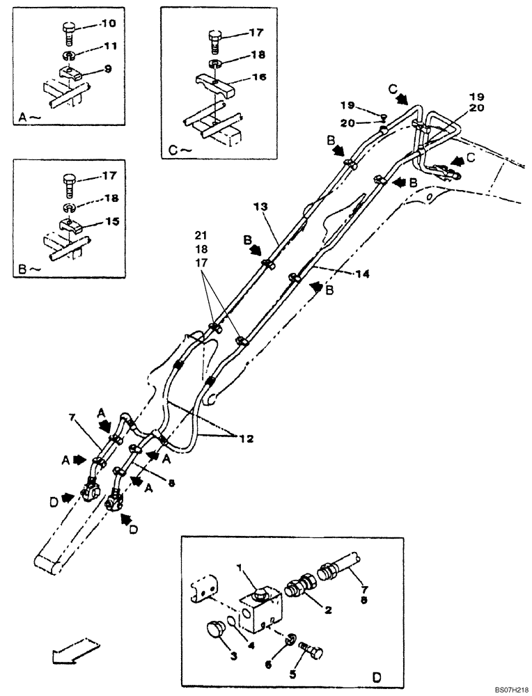Схема запчастей Case CX75SR - (08-48) - HYDRAULICS, AUXILIARY ATTACHMENT - 1,70 M (5 FT 7 IN) ARM (08) - HYDRAULICS