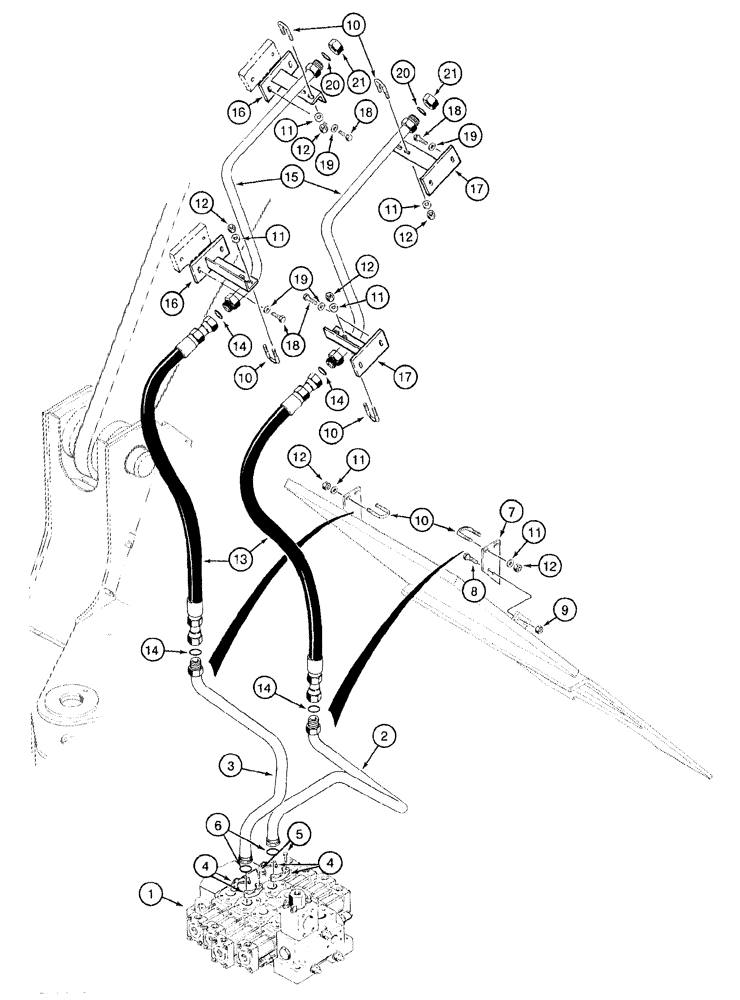 Схема запчастей Case 921B - (8-036) - HYDRAULIC CIRCUIT - LOADER AUXILIARY (08) - HYDRAULICS