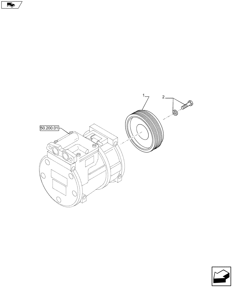 Схема запчастей Case F3DFA613A E002 - (50.200.01 01) - COMPRESSOR, AIRCOND. - COMPONENTS (504078610) (50) - CAB CLIMATE CONTROL