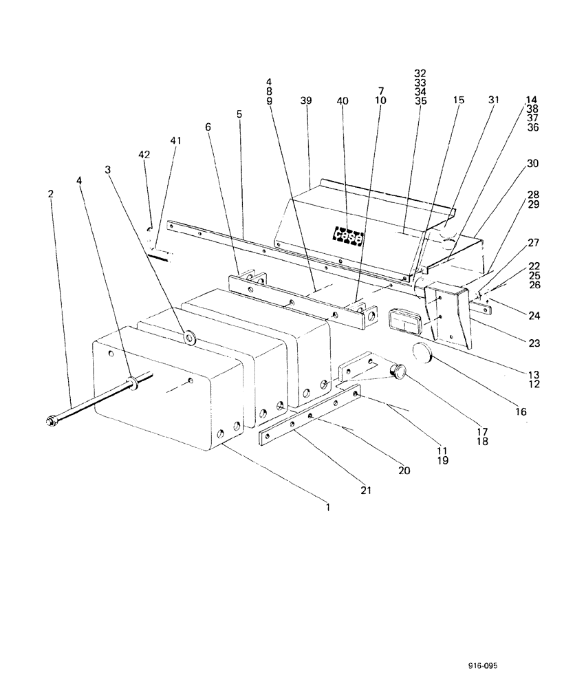 Схема запчастей Case 580F - (348) - COUNTERWEIGHT AND REAR LIGHTS OF LOADER, WITHOUT ACCESSORIES (39) - FRAMES AND BALLASTING