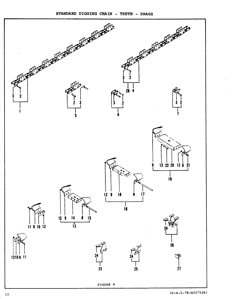 Схема запчастей Case DAVIS - (10) - STANDARD DIGGING CHAIN, TEETH, DRAGS 