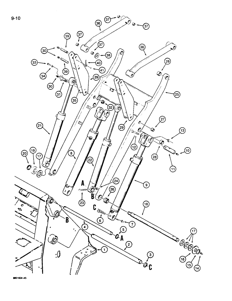Схема запчастей Case W14B - (9-10) - LOADER LIFT FRAME, MODELS WITH GRAPPLE BUCKET (09) - CHASSIS/ATTACHMENTS