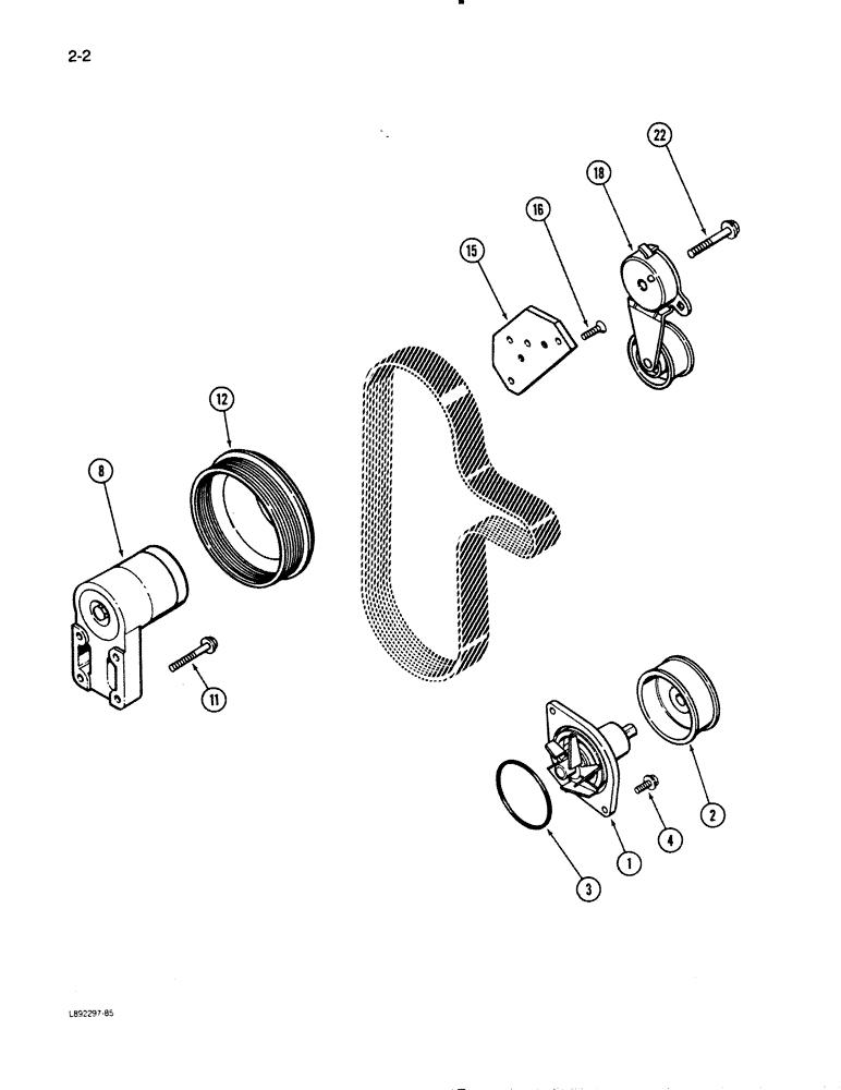 Схема запчастей Case W11B - (2-002) - WATER PUMP SYSTEM, 4-390 ENGINE, 4T-390 ENGINE (02) - ENGINE