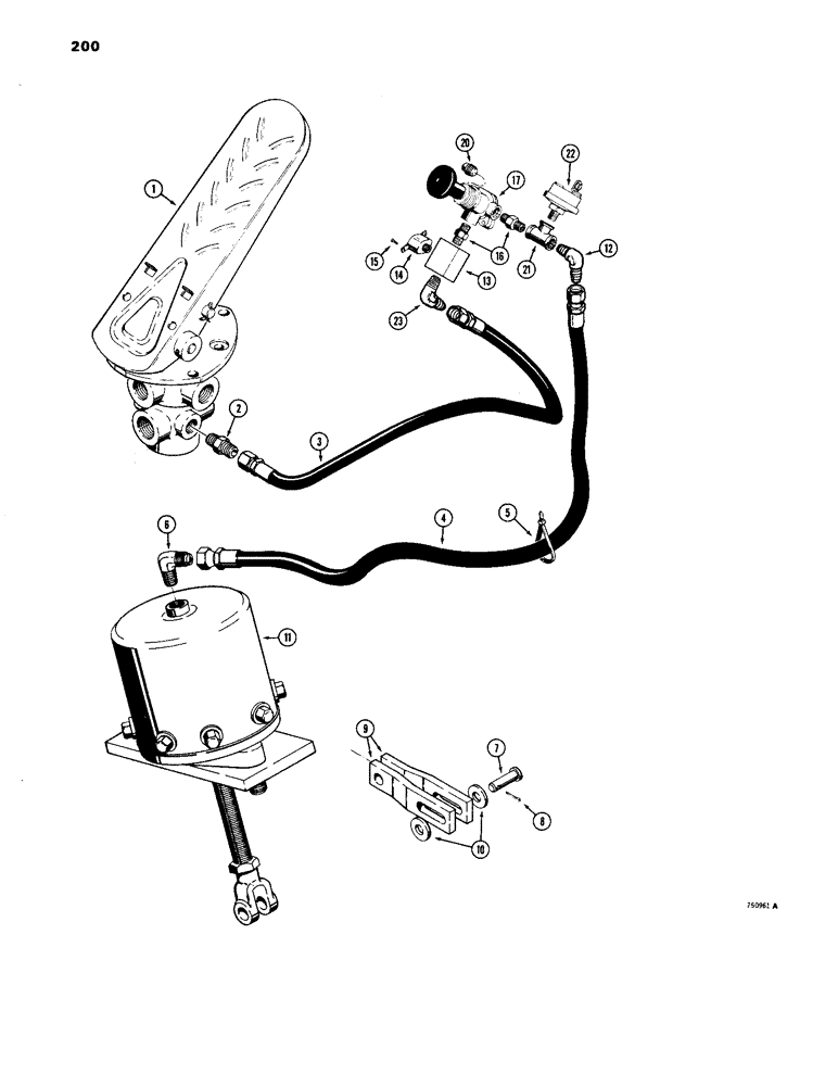 Схема запчастей Case W24B - (200) - BRAKE SYSTEM, EMERGENCY BRAKE VALVE TO SAFETY CHAMBER (07) - BRAKES
