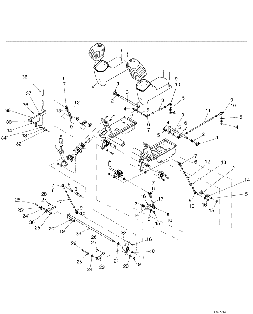 Схема запчастей Case 435 - (09-15) - LOADER AND GROUND DRIVE CONTROL - LINKAGE (09) - CHASSIS