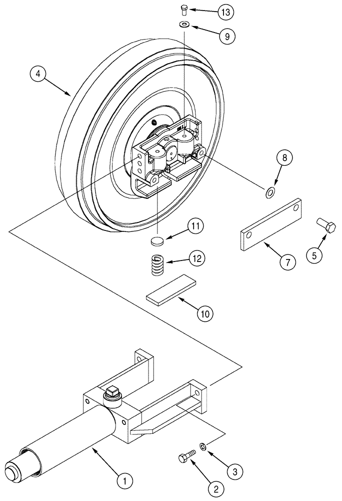 Схема запчастей Case 650H - (05-03) - TRACK ADJUSTER AND IDLER MOUNTING (11) - TRACKS/STEERING
