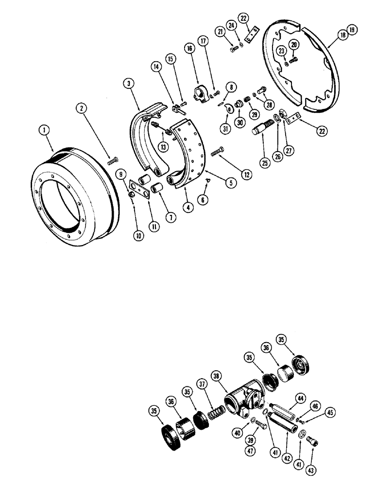Схема запчастей Case W10 - (108) - REAR WHEEL BRAKE (07) - BRAKES