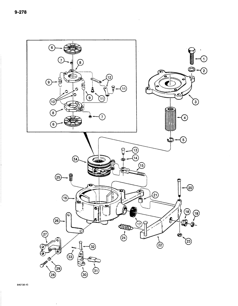 Схема запчастей Case 1080B - (9-278) - SWING BRAKE (09) - CHASSIS