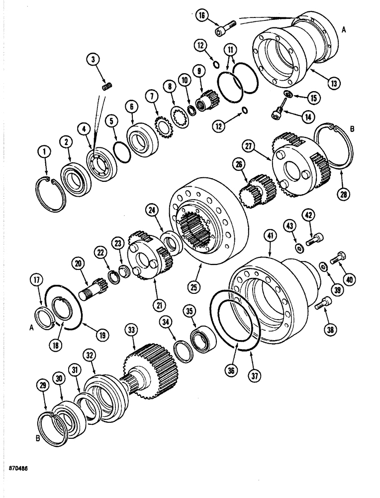 Схема запчастей Case 688 - (6-16) - SWING TRANSMISSION (06) - POWER TRAIN