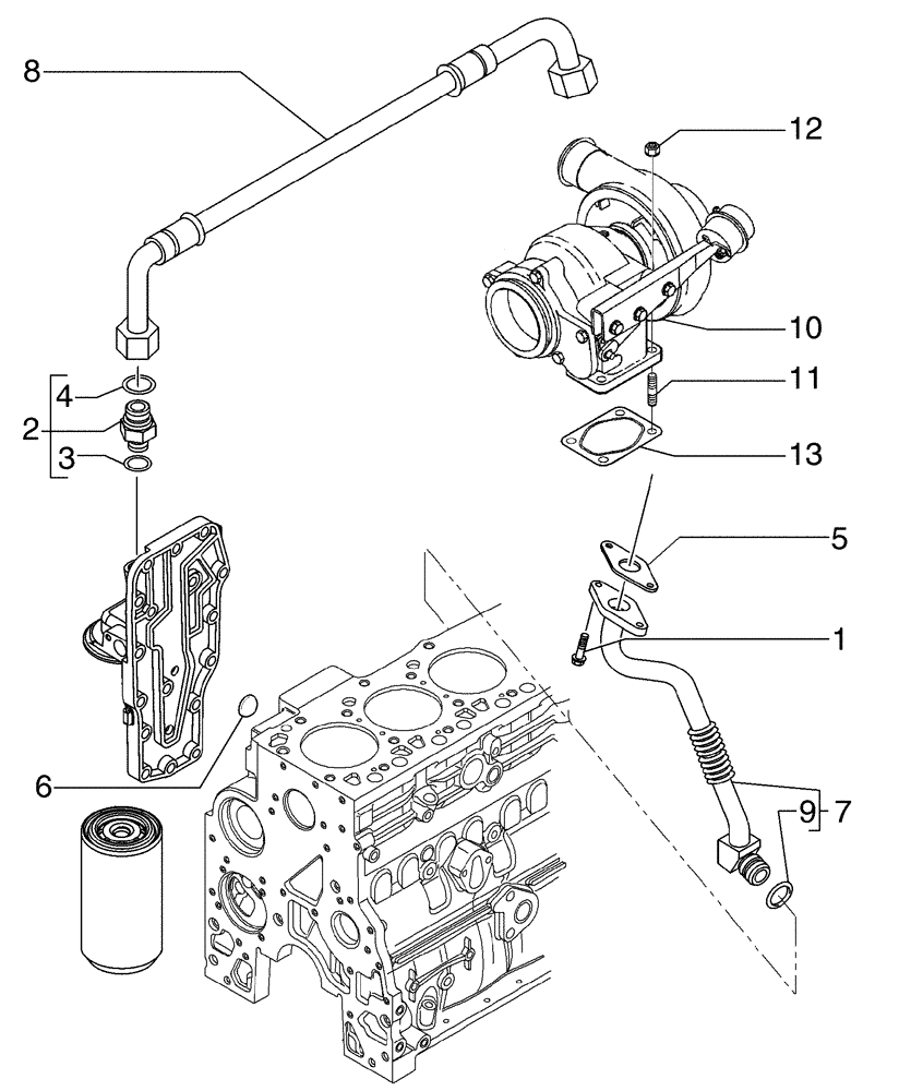 Схема запчастей Case 865 VHP - (02-50[01]) - TURBO CHARGER (02) - ENGINE