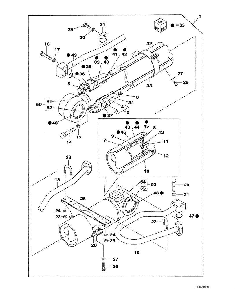 Схема запчастей Case CX700 - (08-302-00[01]) - DIPPER CYLINDER (WITHOUT VALVE, PRESSURE RELIEF) (08) - HYDRAULICS