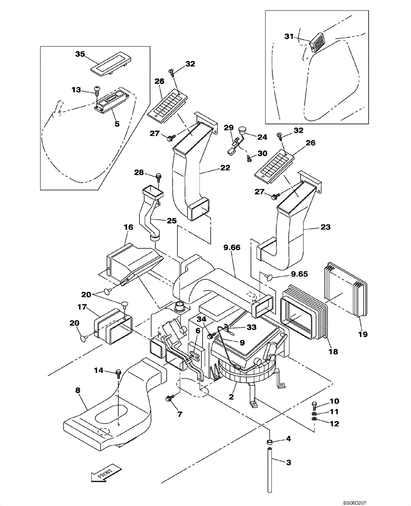 Схема запчастей Case CX330 - (09-026-00[01]) - CAB AIR CONDITIONING - DIFFUSER (09) - CHASSIS