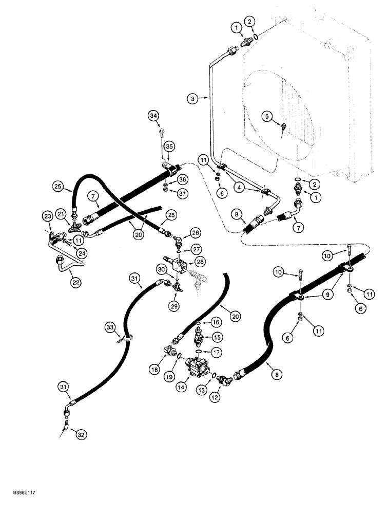 Схема запчастей Case 650G - (6-30) - CRAWLER HYDRAULIC CIRCUIT - COOLING SYSTEM (06) - POWER TRAIN