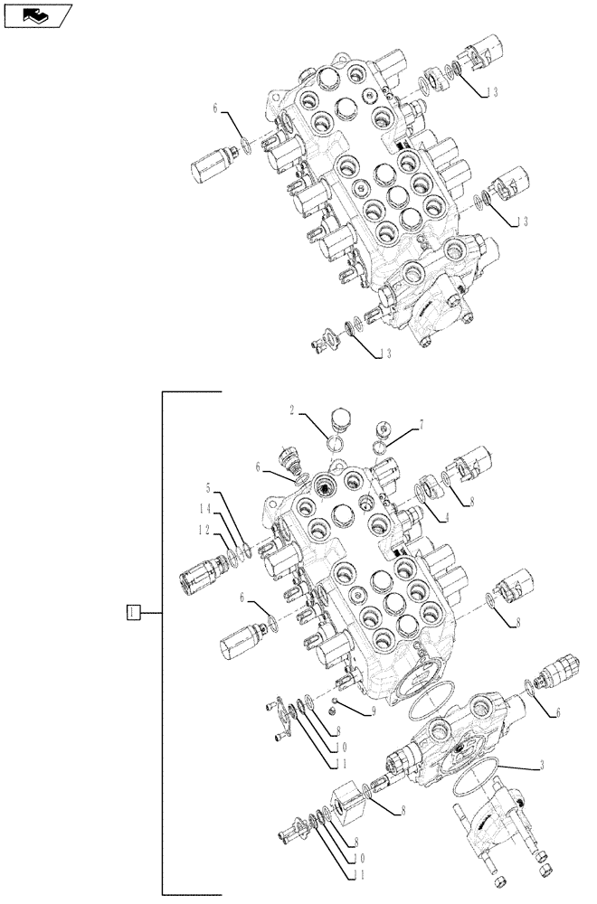 Схема запчастей Case 590SN - (35.726.26) - VALVE - BACKHOE CONTROL - SEAL KIT (35) - HYDRAULIC SYSTEMS
