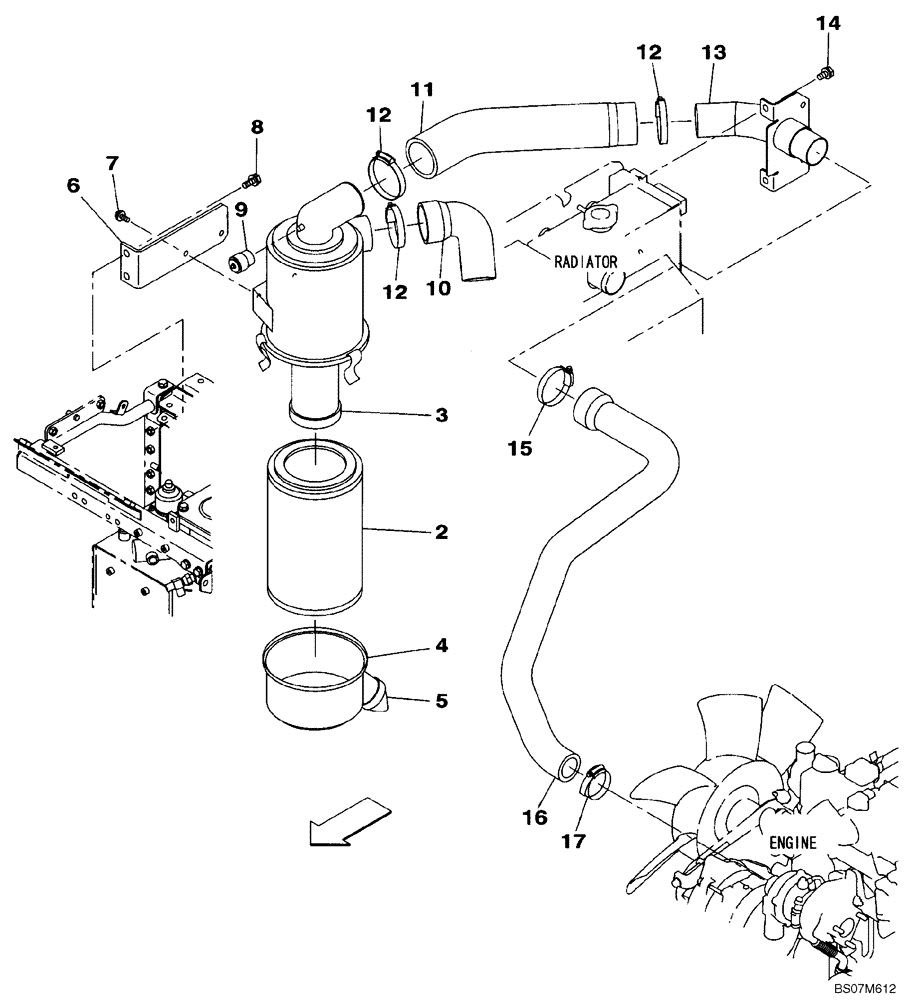 Схема запчастей Case CX80 - (02-02) - AIR CLEANER (02) - ENGINE
