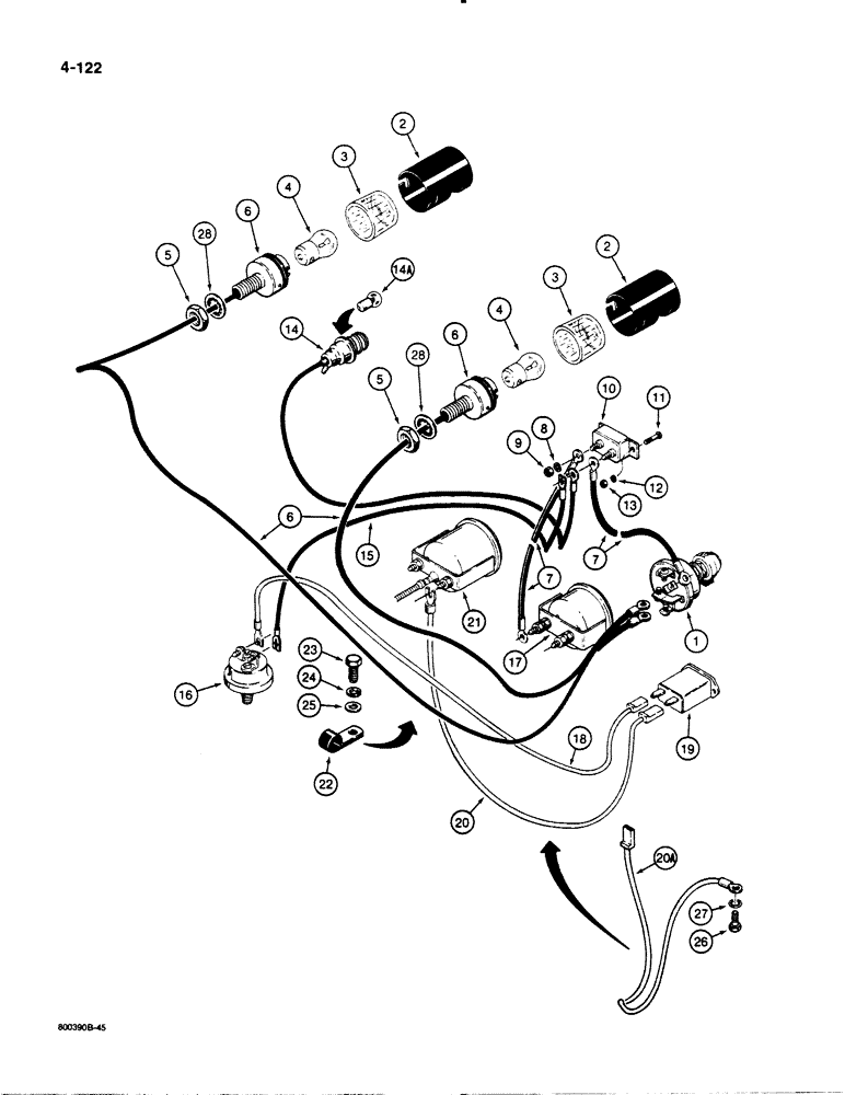 Схема запчастей Case 1455B - (4-122) - INSTRUMENT PANEL WIRING (04) - ELECTRICAL SYSTEMS